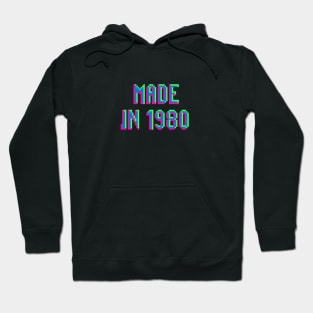 Made in 1980 Retro Pixel Neon Arcade Hoodie